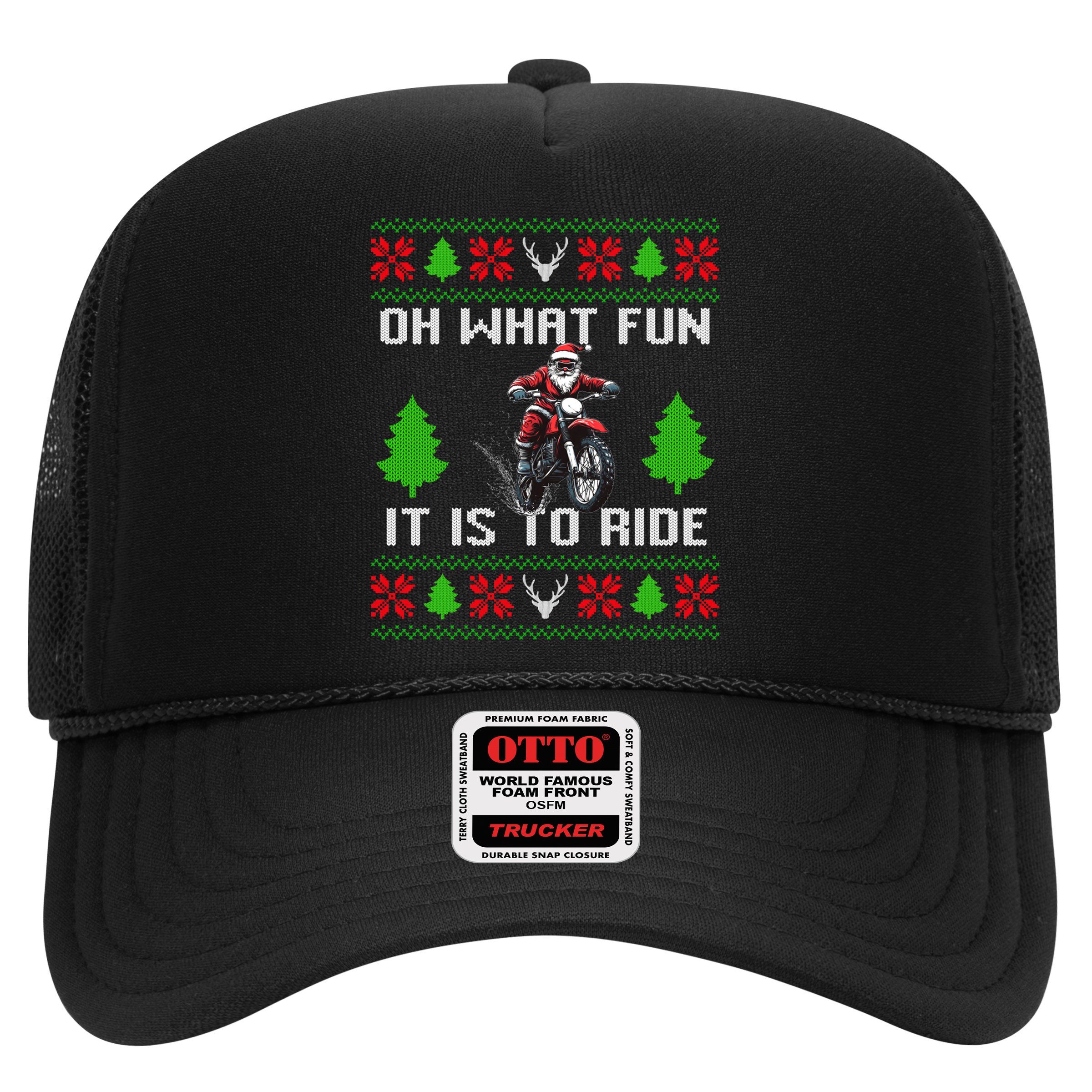 Oh What Fun It Is To Ride Motorcycle Santa Ugly Christmas Hat