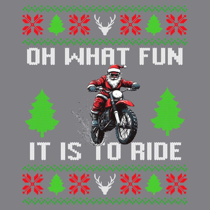 Oh What Fun It Is To Ride Motorcycle Santa Ugly Christmas T-Shirt