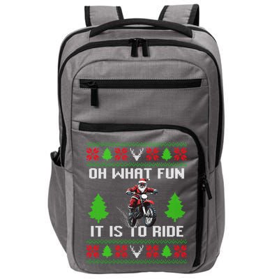 Oh What Fun It Is To Ride Motorcycle Santa Ugly Christmas Impact Tech Backpack