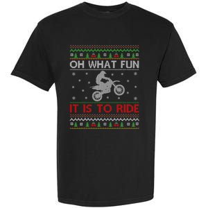 Oh What Fun It Is To Ride Xmas Ugly Motocross Christmas Garment-Dyed Heavyweight T-Shirt