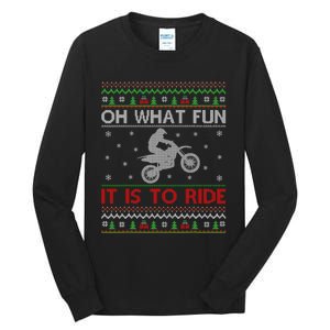 Oh What Fun It Is To Ride Xmas Ugly Motocross Christmas Tall Long Sleeve T-Shirt