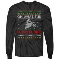 Oh What Fun It Is To Ride Xmas Ugly Motocross Christmas Tie-Dye Long Sleeve Shirt