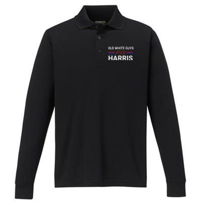 Old White Guys For Harris Kamala Performance Long Sleeve Polo