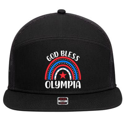 Olympia Washington Gift I Love Olympia Usa Gift 7 Panel Mesh Trucker Snapback Hat