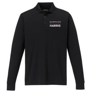 Old White Guys For Harris Kamala Performance Long Sleeve Polo