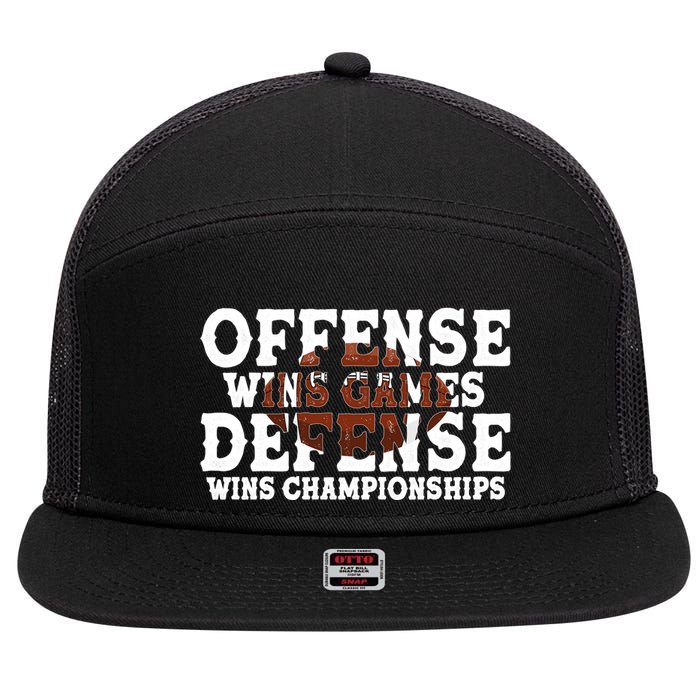 Offense Wins Games Defense Wins Championships 7 Panel Mesh Trucker Snapback Hat