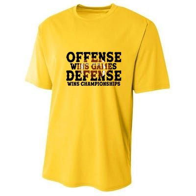 Offense Wins Games Defense Wins Championships Youth Performance Sprint T-Shirt