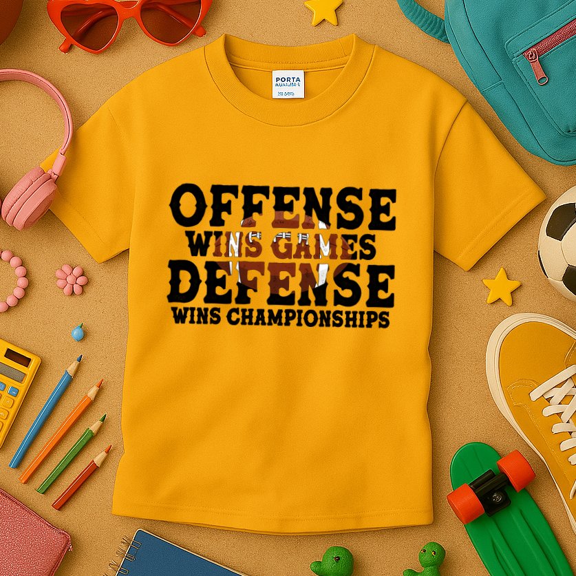 Offense Wins Games Defense Wins Championships Kids T-Shirt