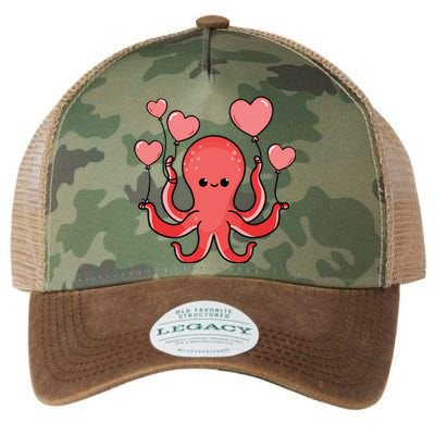 Octopus With Heart Balloons Valentines Day Octopus Legacy Tie Dye Trucker Hat