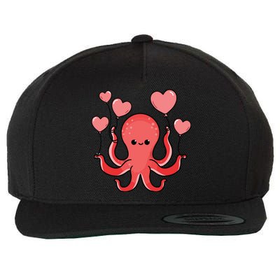 Octopus With Heart Balloons Valentines Day Octopus Wool Snapback Cap