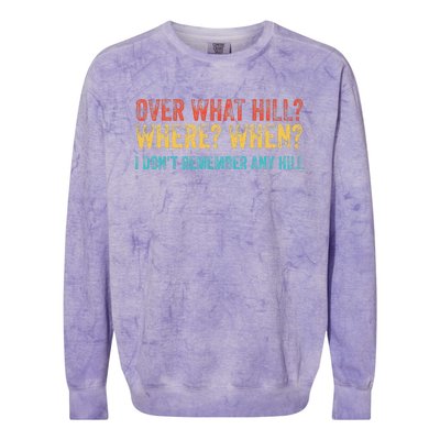 Over What Hill Where When Funny Birthday Gag Vintage Retro Colorblast Crewneck Sweatshirt