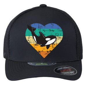 Orca Whale Heart Whale Lover Marine Biologist Whales Flexfit Unipanel Trucker Cap