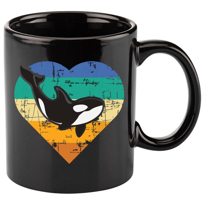 Orca Whale Heart Whale Lover Marine Biologist Whales 11oz C Handle Ceramic Mug