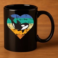 Orca Whale Heart Whale Lover Marine Biologist Whales 11oz C Handle Ceramic Mug