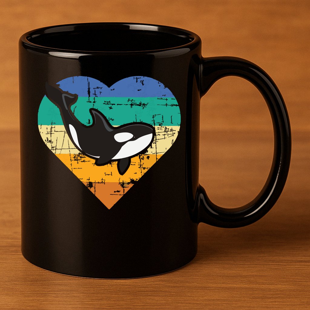 Orca Whale Heart Whale Lover Marine Biologist Whales 11oz C Handle Ceramic Mug