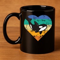 Orca Whale Heart Whale Lover Marine Biologist Whales 11oz C Handle Ceramic Mug