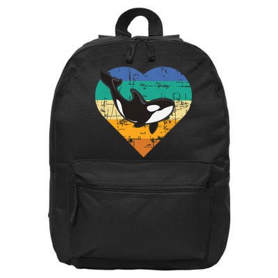 Orca Whale Heart Whale Lover Marine Biologist Whales 16 in Basic Backpack