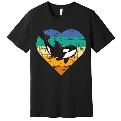 Orca Whale Heart Whale Lover Marine Biologist Whales Premium T-Shirt