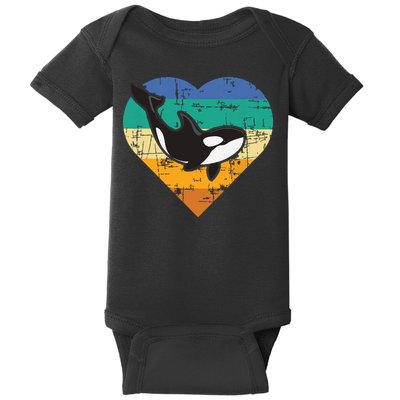 Orca Whale Heart Whale Lover Marine Biologist Whales Baby Bodysuit