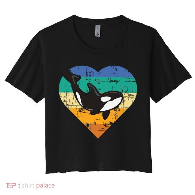 Orca Whale Heart Whale Lover Marine Biologist Whales Crop Top