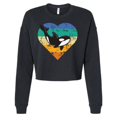 Orca Whale Heart Whale Lover Marine Biologist Whales Cropped Pullover Crew