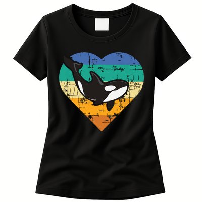 Orca Whale Heart Whale Lover Marine Biologist Whales Womens T-Shirt