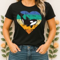 Orca Whale Heart Whale Lover Marine Biologist Whales Womens T-Shirt