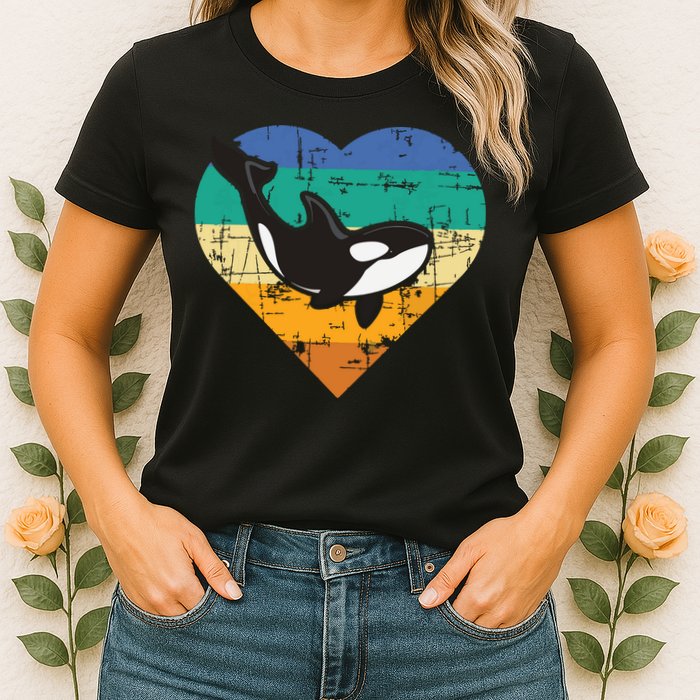 Orca Whale Heart Whale Lover Marine Biologist Whales Womens T-Shirt