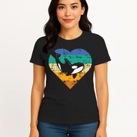 Orca Whale Heart Whale Lover Marine Biologist Whales Womens T-Shirt