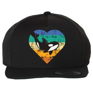 Orca Whale Heart Whale Lover Marine Biologist Whales Wool Snapback Cap