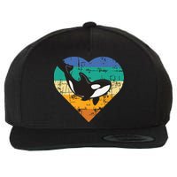 Orca Whale Heart Whale Lover Marine Biologist Whales Wool Snapback Cap