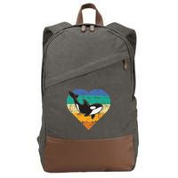 Orca Whale Heart Whale Lover Marine Biologist Whales Cotton Canvas Backpack