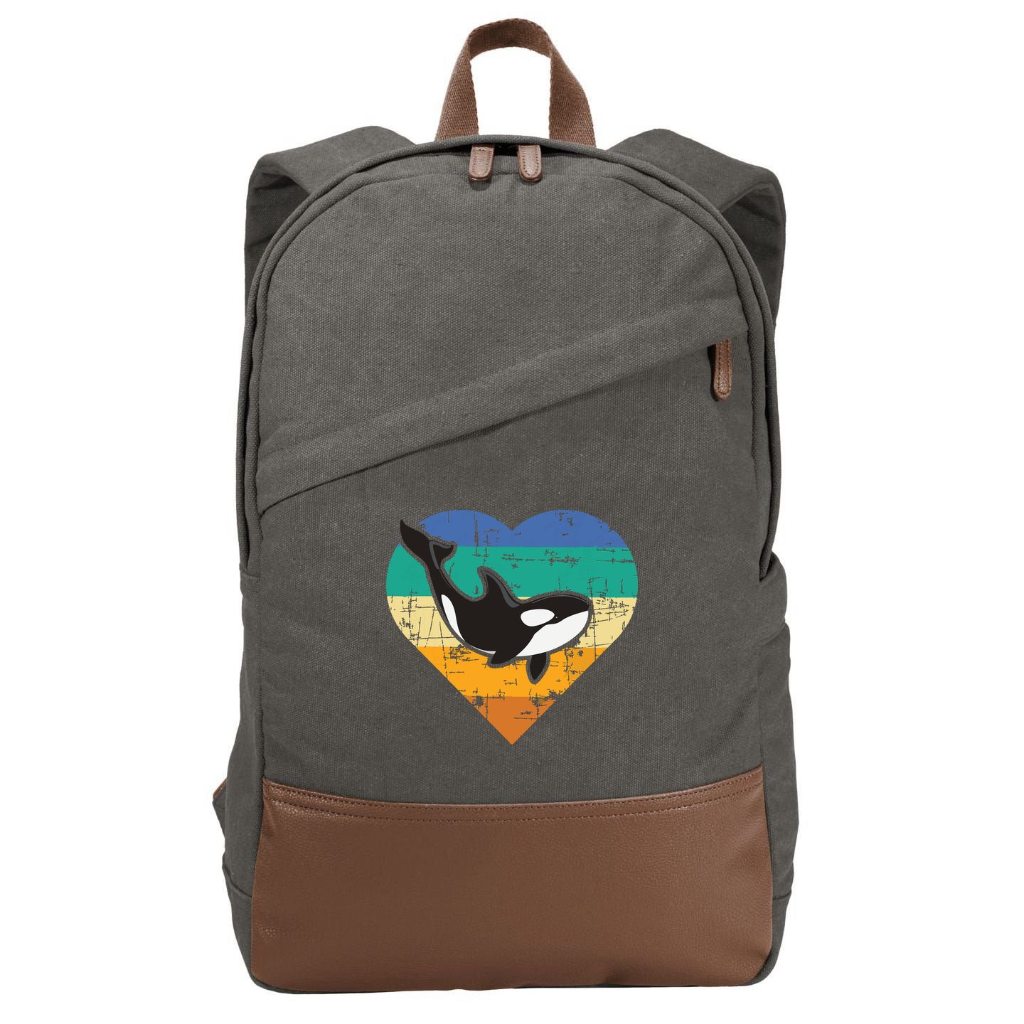 Orca Whale Heart Whale Lover Marine Biologist Whales Cotton Canvas Backpack