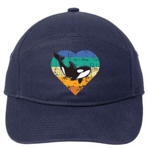 Orca Whale Heart Whale Lover Marine Biologist Whales 7-Panel Snapback Hat