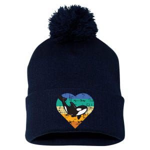 Orca Whale Heart Whale Lover Marine Biologist Whales Pom Pom 12in Knit Beanie