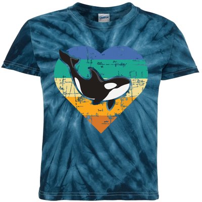 Orca Whale Heart Whale Lover Marine Biologist Whales Kids Tie-Dye T-Shirt