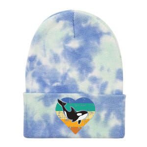 Orca Whale Heart Whale Lover Marine Biologist Whales Tie Dye 12in Knit Beanie