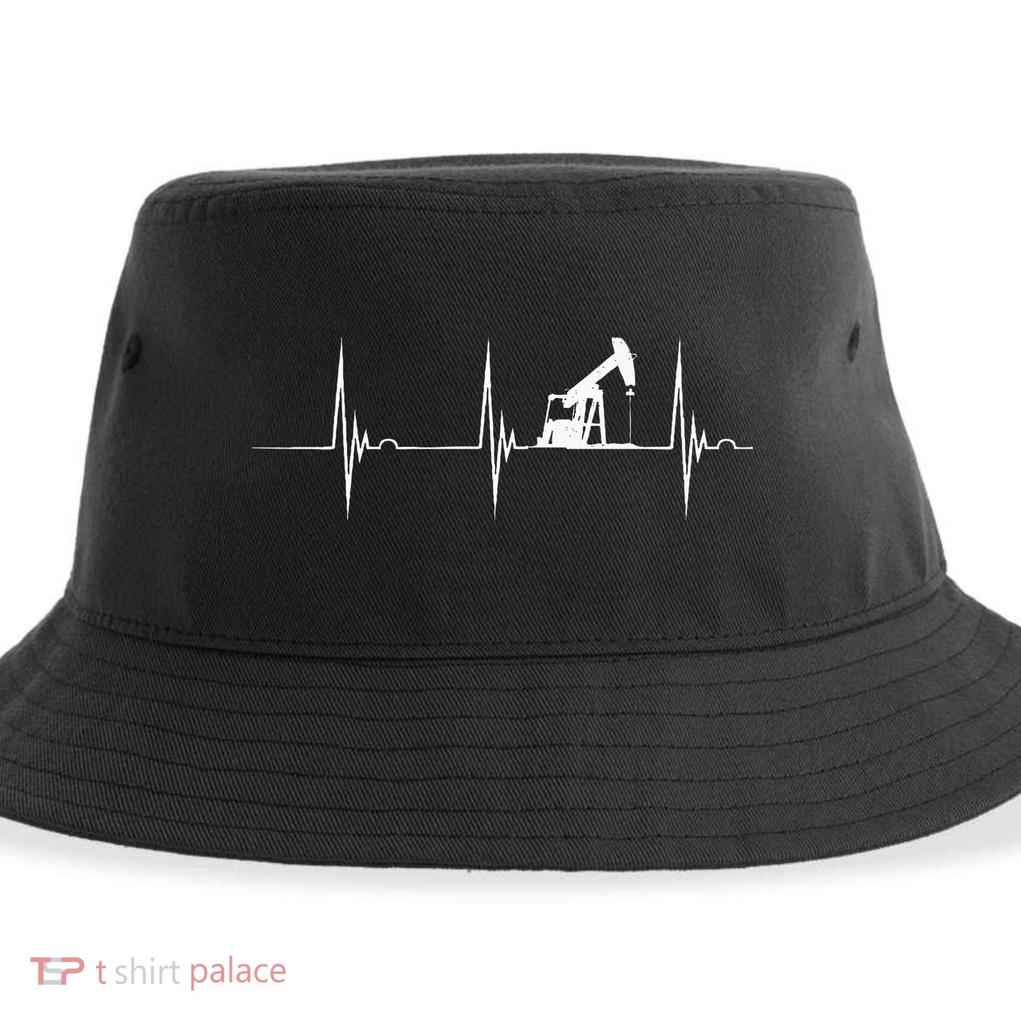 Oilfield Worker Heartbeat EKG Pulse Oil Rig American Gas Sustainable Bucket Hat