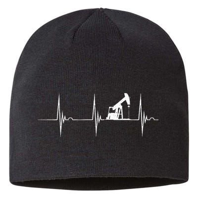 Oilfield Worker Heartbeat EKG Pulse Oil Rig American Gas Sustainable Beanie