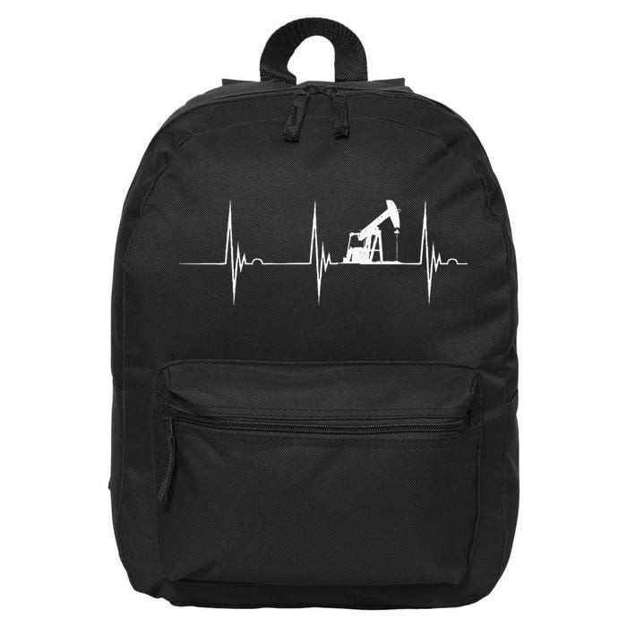 Oilfield Worker Heartbeat EKG Pulse Oil Rig American Gas 16 in Basic Backpack