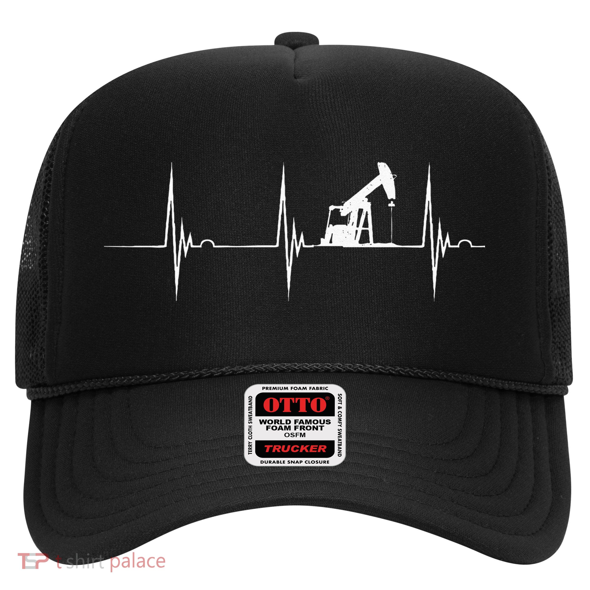 Oilfield Worker Heartbeat EKG Pulse Oil Rig American Gas Trucker Hat