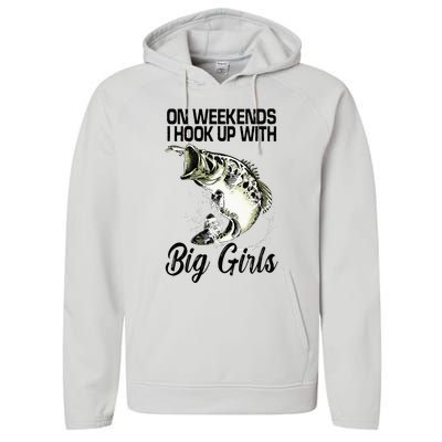 On Weekends I Hook Up With Big Girls Performance Fleece Hoodie