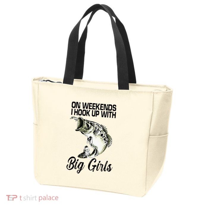On Weekends I Hook Up With Big Girls Zip Tote Bag