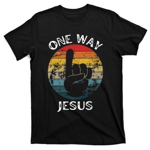 One Way Jesus People Christian Revolution Finger Up Retro T-Shirt