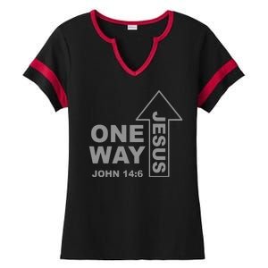 One Way Jesus Christian Ladies Halftime Notch Neck Tee