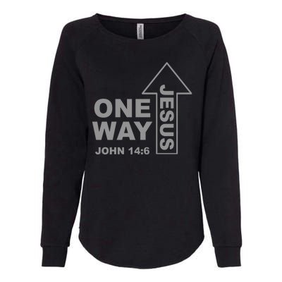 One Way Jesus Christian Womens California Wash Sweatshirt