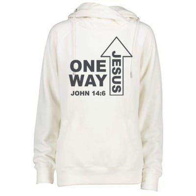 One Way Jesus Christian Womens Funnel Neck Pullover Hood