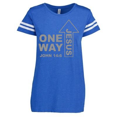 One Way Jesus Christian Enza Ladies Jersey Football T-Shirt