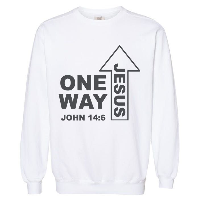 One Way Jesus Christian Garment-Dyed Sweatshirt