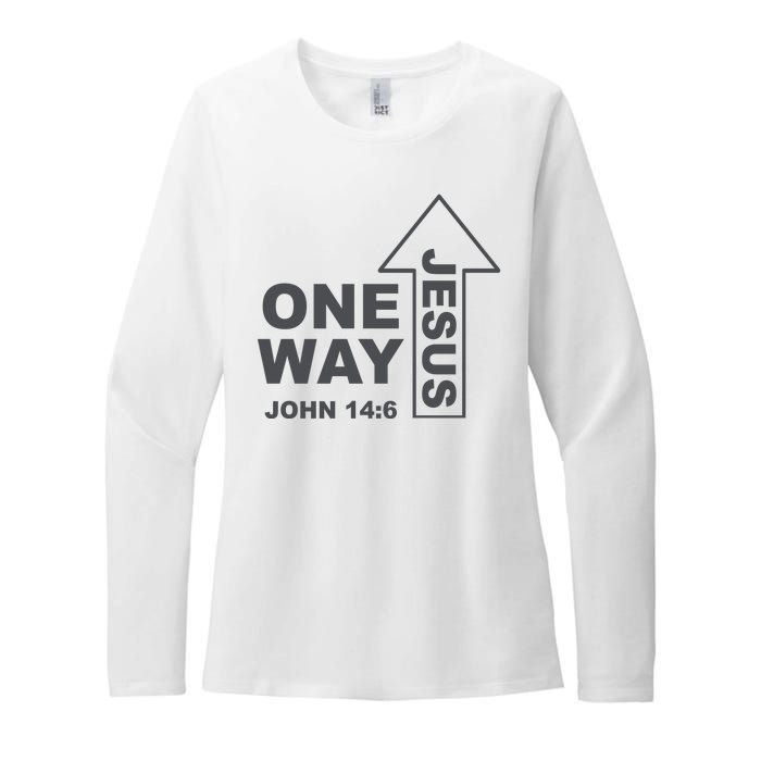 One Way Jesus Christian Womens CVC Long Sleeve Shirt